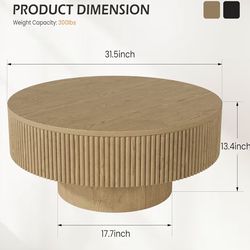 White oak round coffee table