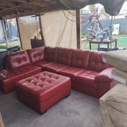 Durablend Red Leather Sofa 