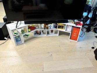 Modern White Geometric TV Stand