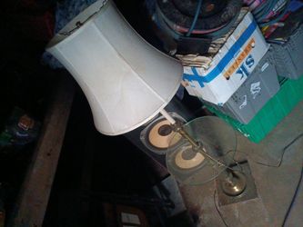 Brass Floor Lamp with White Shade