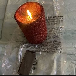 Luminara Flameless Pillar Candle Red Glitter, 5-Inch Tall W/ Remote