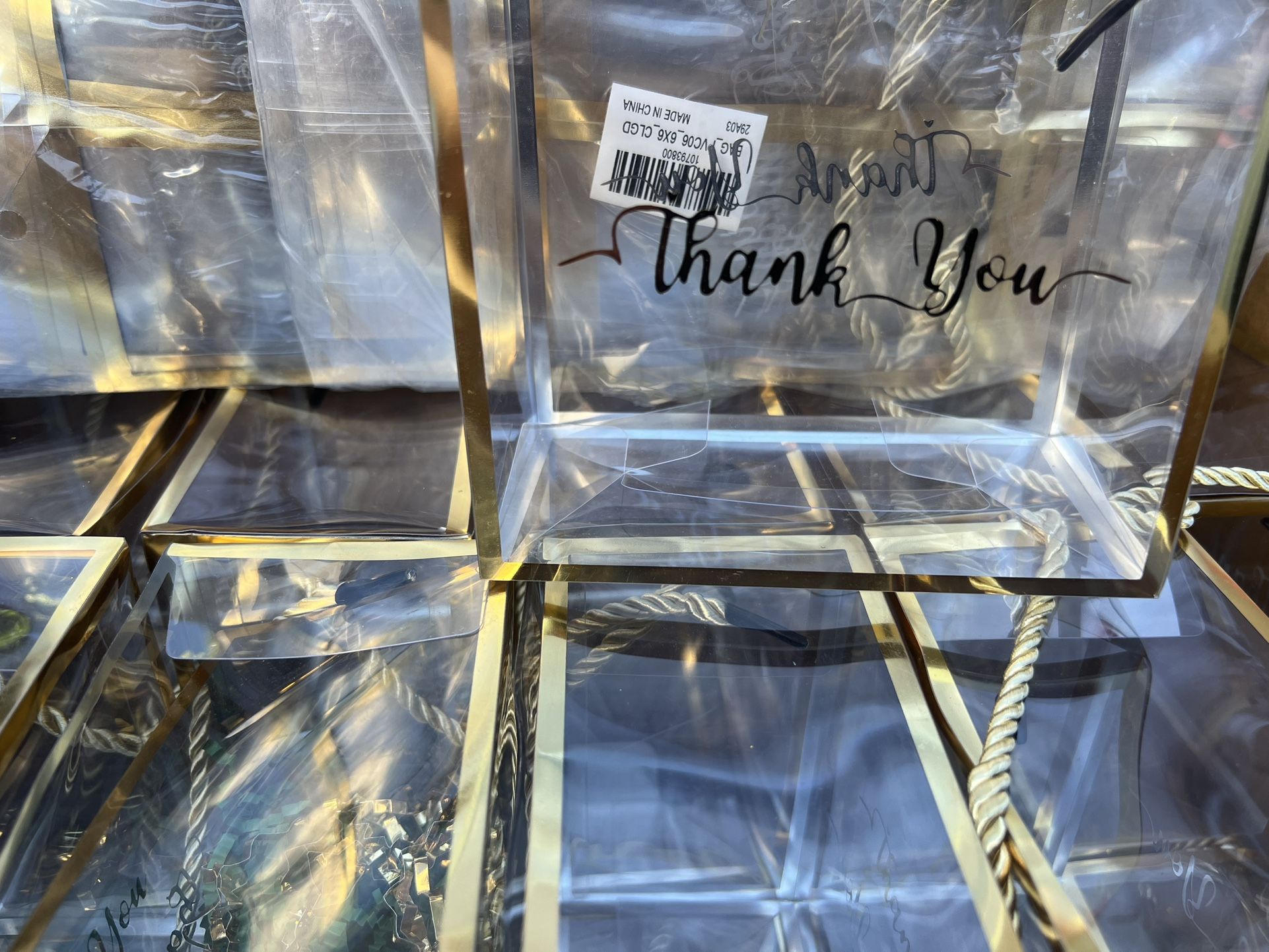 Clear /gold Thank You Boxes