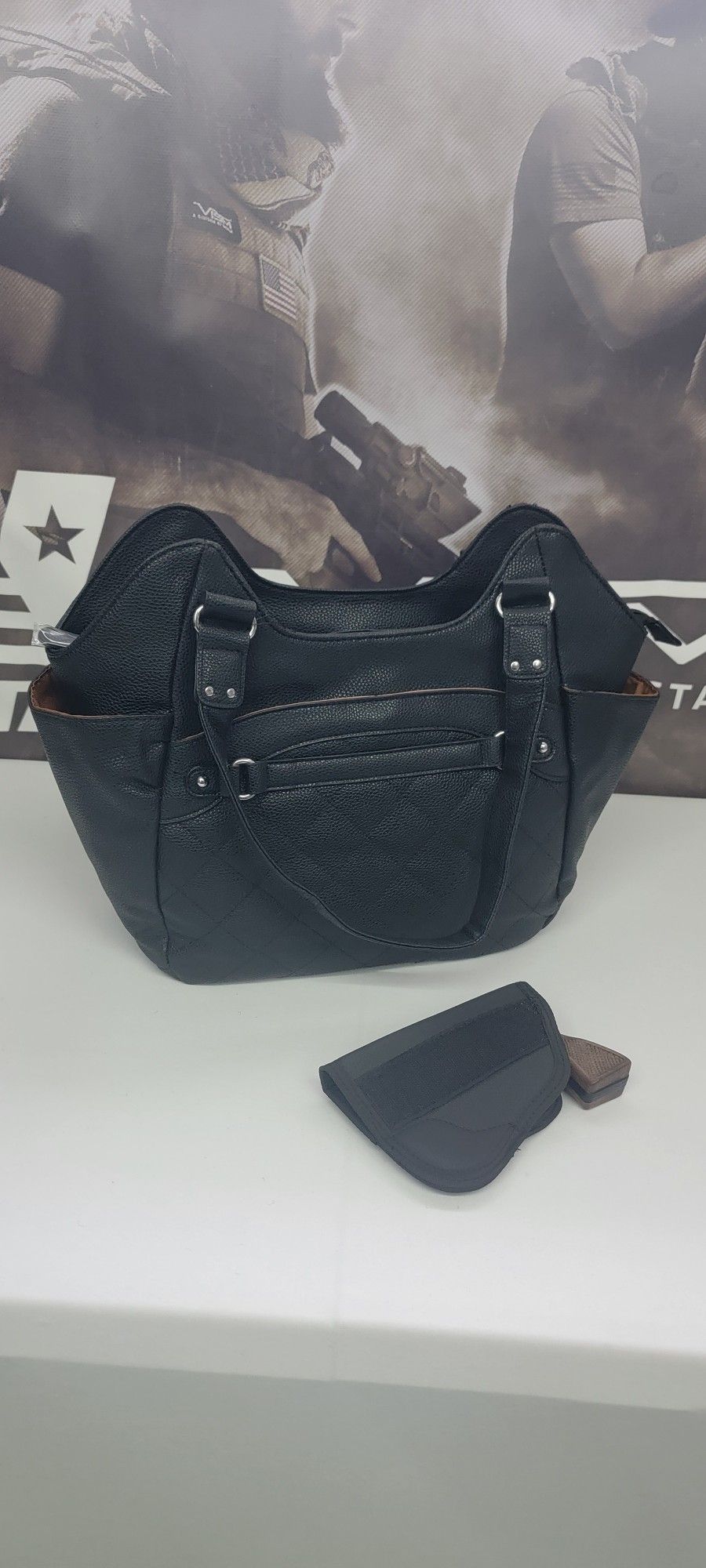 New Quilted Hobo Travel Bag Purse Tote Hand Bag PU Leather Black Large Size