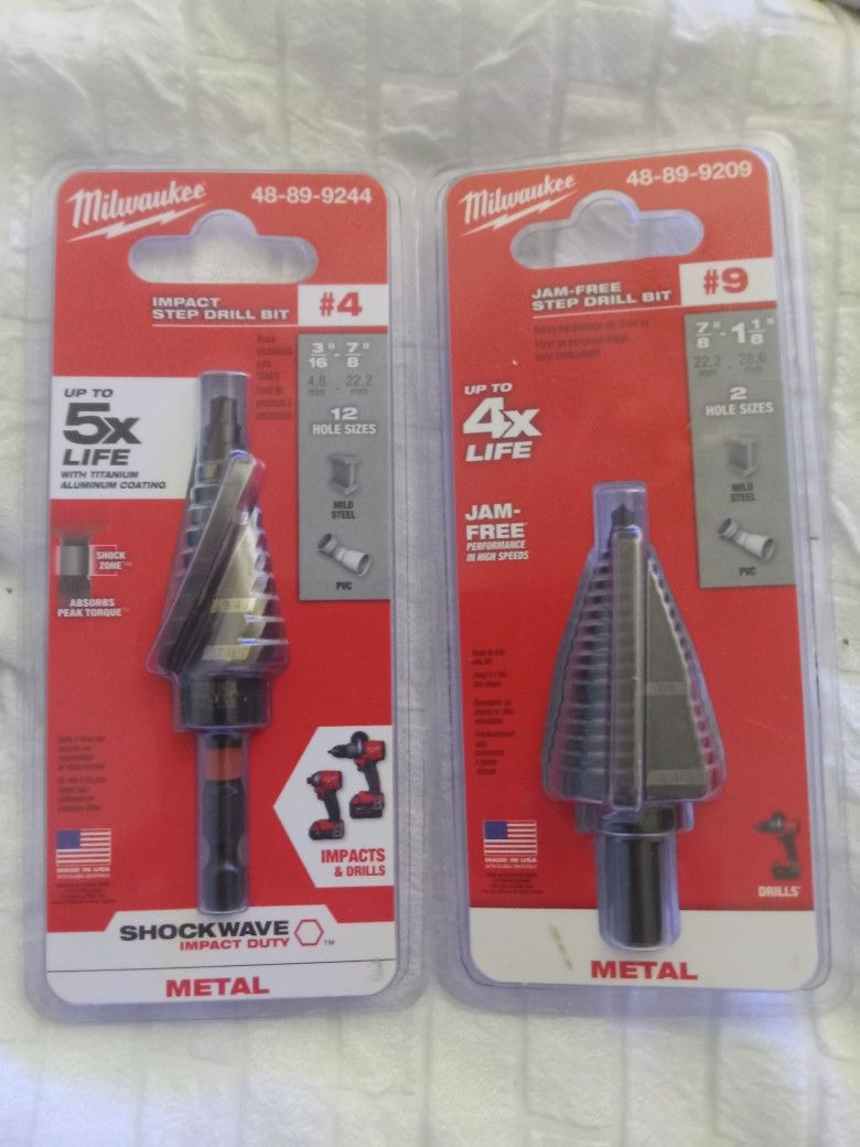 Milwaukee #4 & #9 Jam Free Drill Bit 48-89-9208 & 48-89-9209-NEW

