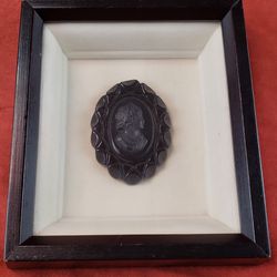 Framed Bakelite Mourning Cameo Brooch 1930s Victorian Revival Mourning Jewelry