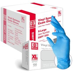 Basic Medical Synmax Vinyl Exam Gloves - Latex-Free & Powder-Free - X-Large