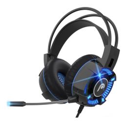 Fosmon Gaming Headset with Mic Microphone, (50mm Surround Sound Driver) Strong Bass Over Ear Headphone with Comfy Ergonomic Headband Compatible with X