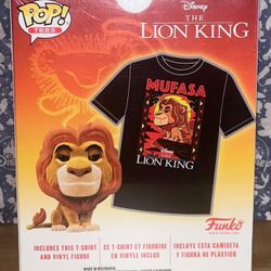 Funko Pop TEE COMBOS Lion King FLOCKED Mufasa Exclusive & T Shirt Combo (Size Medium)