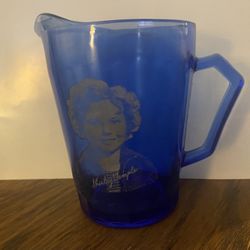 Shirley Temple Cobalt Blue Glass Milk Pitcher