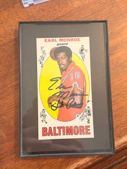 Earl Monroe Signed Baltimore Basketball Card Framed