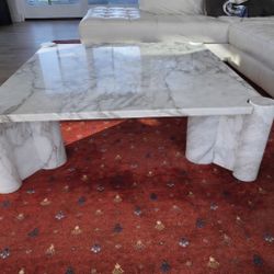 Mid-Century Gae Aulenti Jumbo Coffee Table Arabescato Marble for Knoll