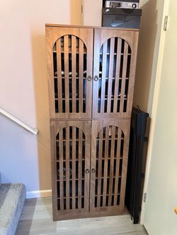 36-Pair Storage Slatted Shoe Cabinet