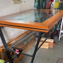Vintage Wood Glass Display Table Levi's