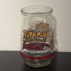 Vintage 1999 Pokemon #52 Meowth Promotional Welch's Glass Jelly Jar Nintendo