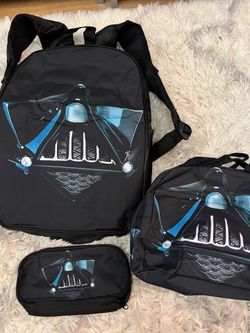 New Darth Vader Backpack with pencil case and lunch bag. 
