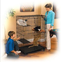 MidWest Model 130 Collapsible Rolling Cat Playpen Cage (MISSING BOTTOM PAN)