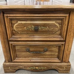 Night Stand with 2 Drawers / Side Table w/ Intricate Floral accent - Unique!