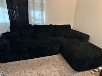 Black corduroy L couch