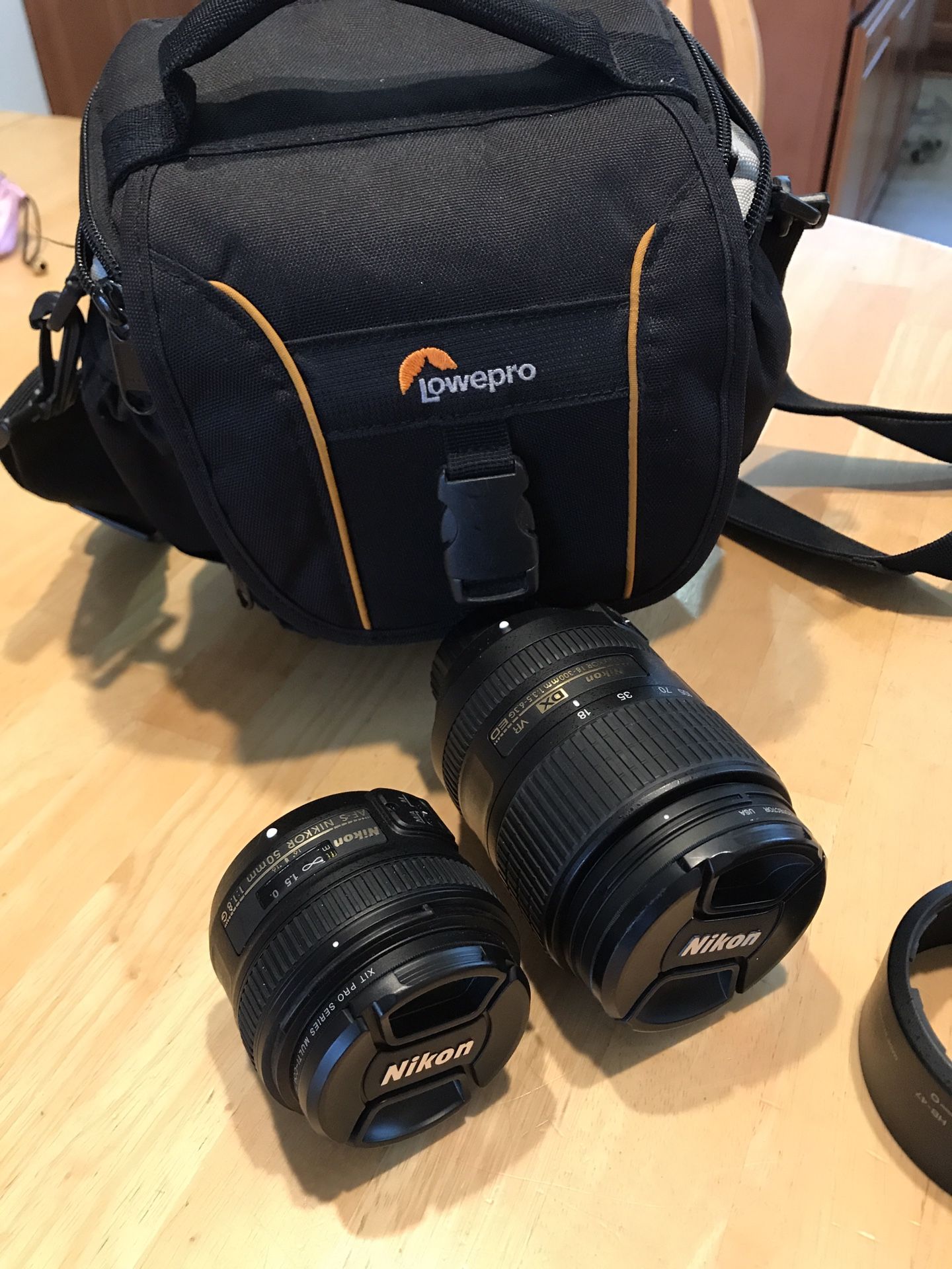 Nikon lenses and lowepro bag. 18-300mm & 50mm