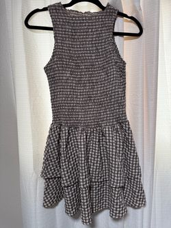 Brown and whit checkered short dress