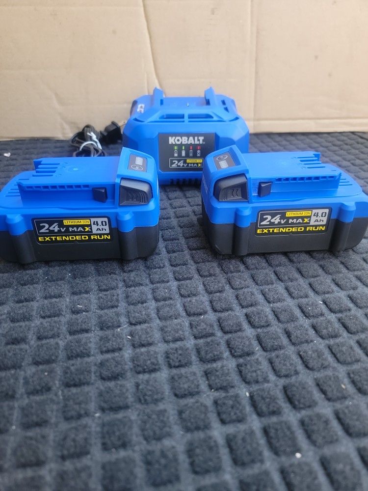 KOBALT 24-VOLT 4 AH BATTERIES AND CHARGER