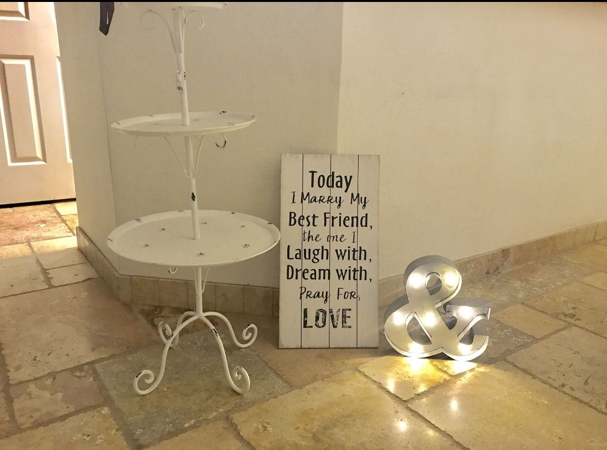 Wedding Decor sign and cake stand