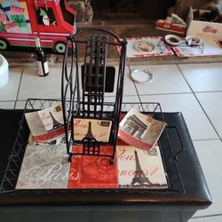  Wine Rack, Serving Tray, and Appetizer Plates-Paris Theme