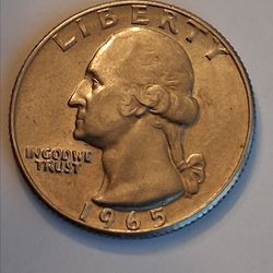 1965 quarter dollar no mind mark