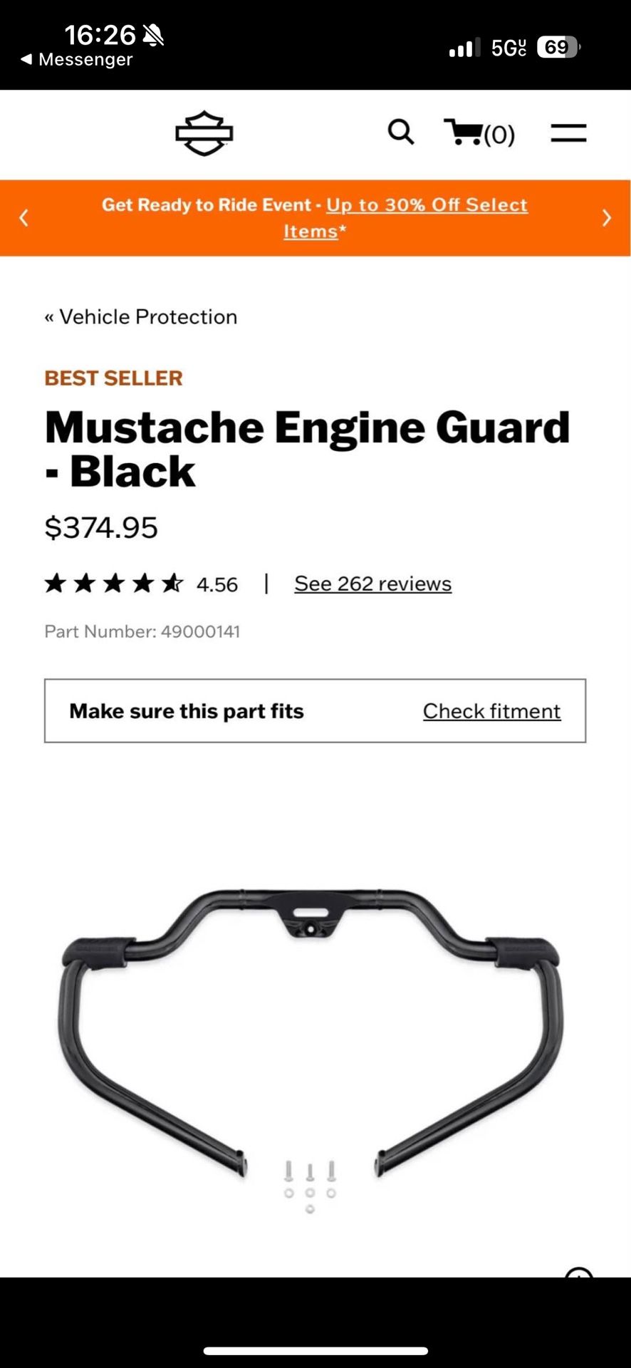Soft tail Mustache Engine Guard W/hardware