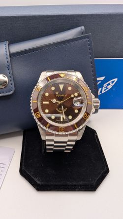 Squale 20 Atmos 1545 Root Beer Stainless Steel Swiss Automatic Watch Ceramic - Full Set