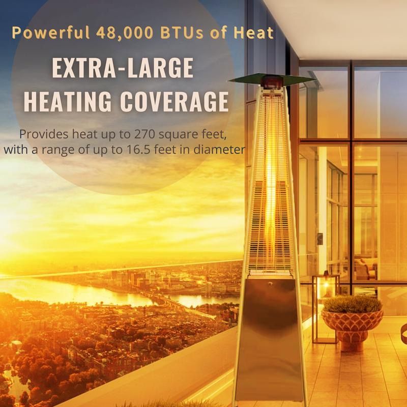 Stay cozy Outdoor Aometer 48000BTU Pyramid Heater With Wheels