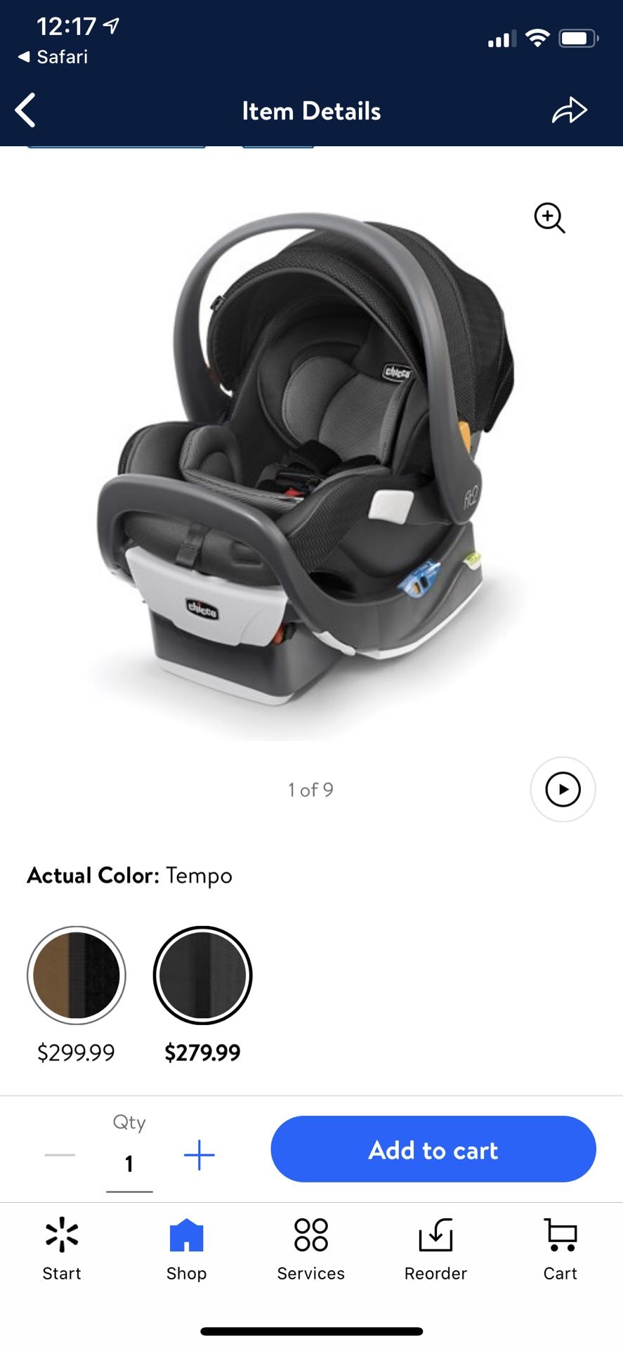 Chicco fit2 car seat $120