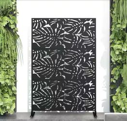 72 in.H x 47 in.W Galvanized Metal Wall Sculptures Privacy Screens Garden Outdoor Fence Summer in Black