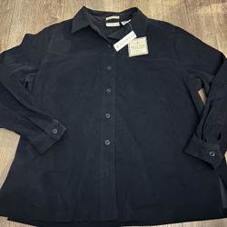 White stag woman stretch size 20W black moleskin shirt long sleeve