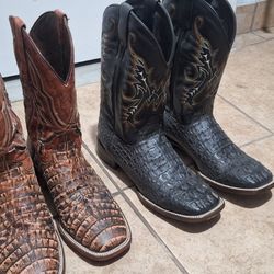 2 Pares De BOTAS DE PIEL DE COCODRILO