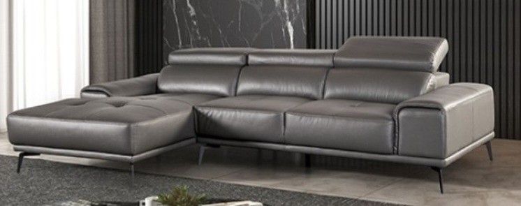 Brand New Grey Leather Modern Style Sectional Sofa