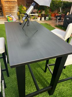 IKEA BERGMUND Counter Height Table & 4 Bar Stools – Washable Covers – Solid Wood