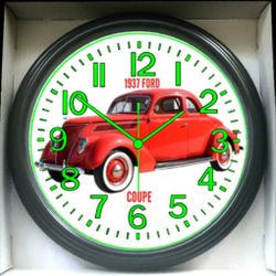 1937 Ford Coupe Garage Shop Glow In The Dark Wall Clock New