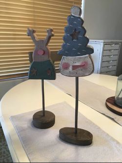 Wooden Santa And Reindeer Set