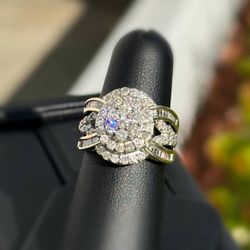 Jewelry 10k solid yellow gold natural diamond baguette 4.50CTW cluster ring size 7.00