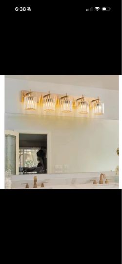 EDISLIVE 35.4" 5-Light Gold Vanity Light with Crystal Shade (PLEASE READ)