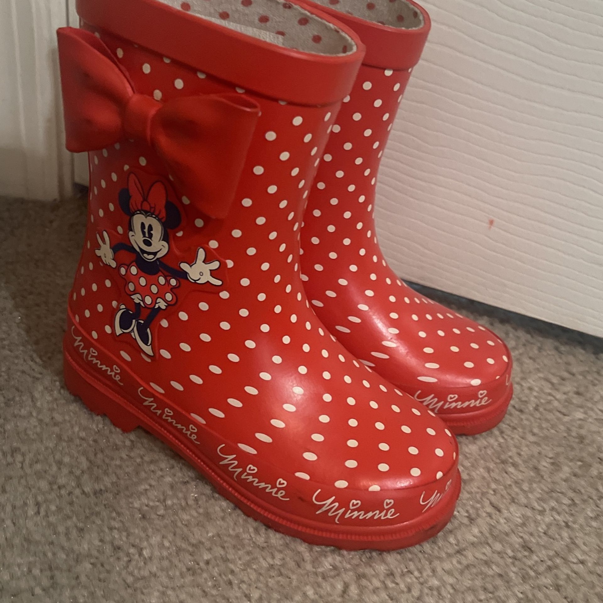 Disney Mini Mouse Rain Boots Great Condition Red Size 9