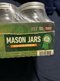 Mason Jars 12-Pack Pint 16 oz with Lids