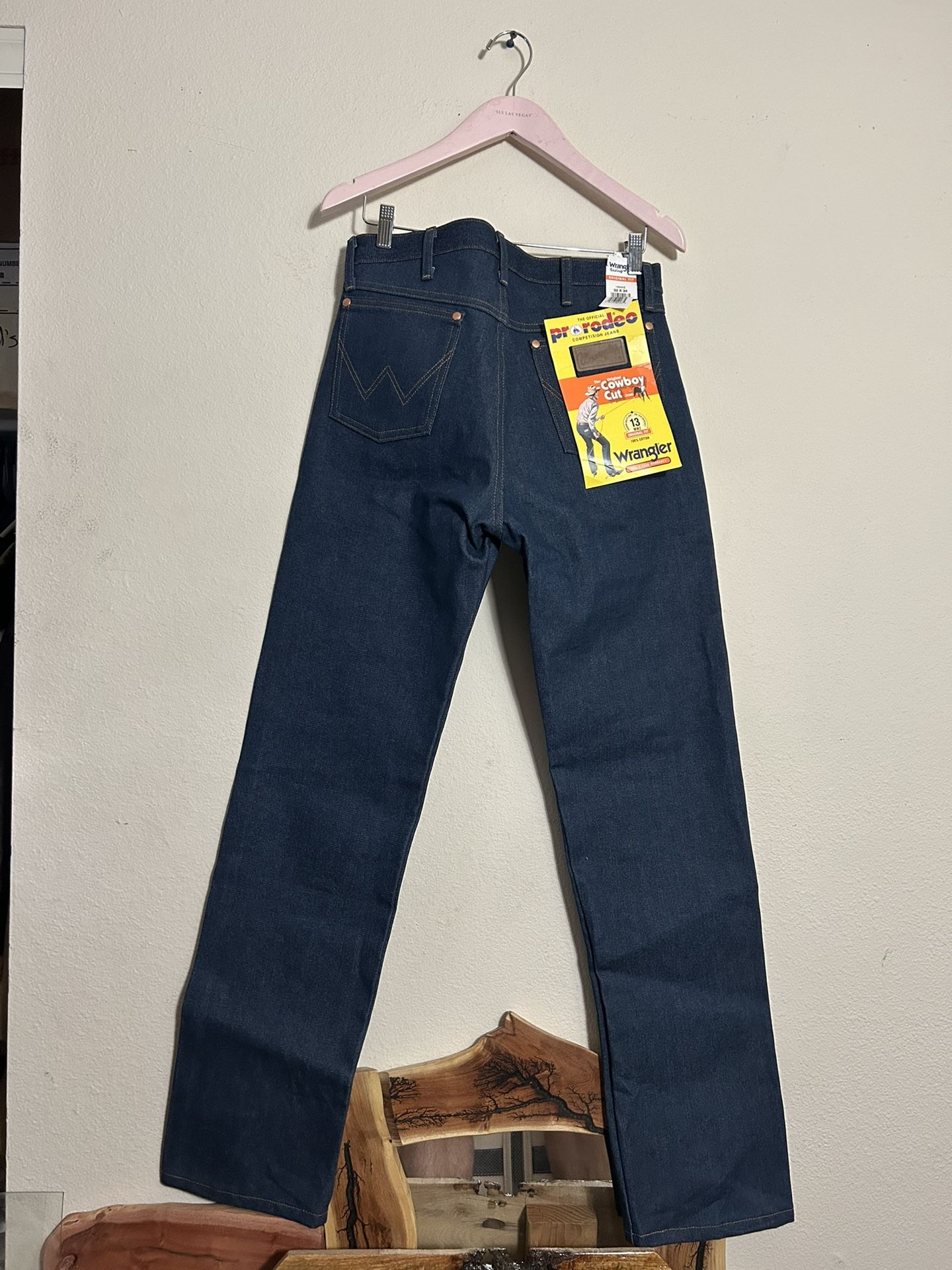 VTG 80s WRANGLER COWBOY RODEO BOOT CUT ORIGINAL FIT STARCHED BLUE JEANS SZ 32x34
