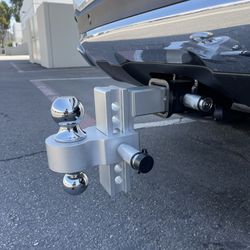 Heavy Duty Dual Hitch Ball 8” Raise Drop Aluminum Tow Hitch 10,000lbs With Pin Lock 