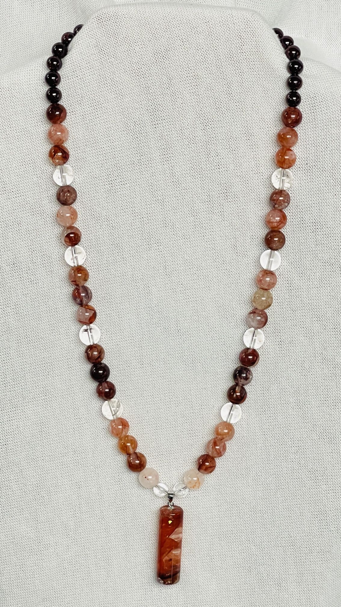 Handmade Fire Quartz Necklace, Bracelet, Earrings, Gift Box and Pouches Jewelry Gift Set