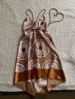 M-L Brown retro silk dress