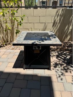 Square slate tile gas fire pit table