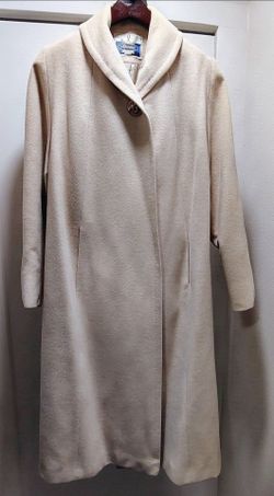 Women's Cream Wool Blend Long Overcoat Size M / L - Vintage Ricemor
