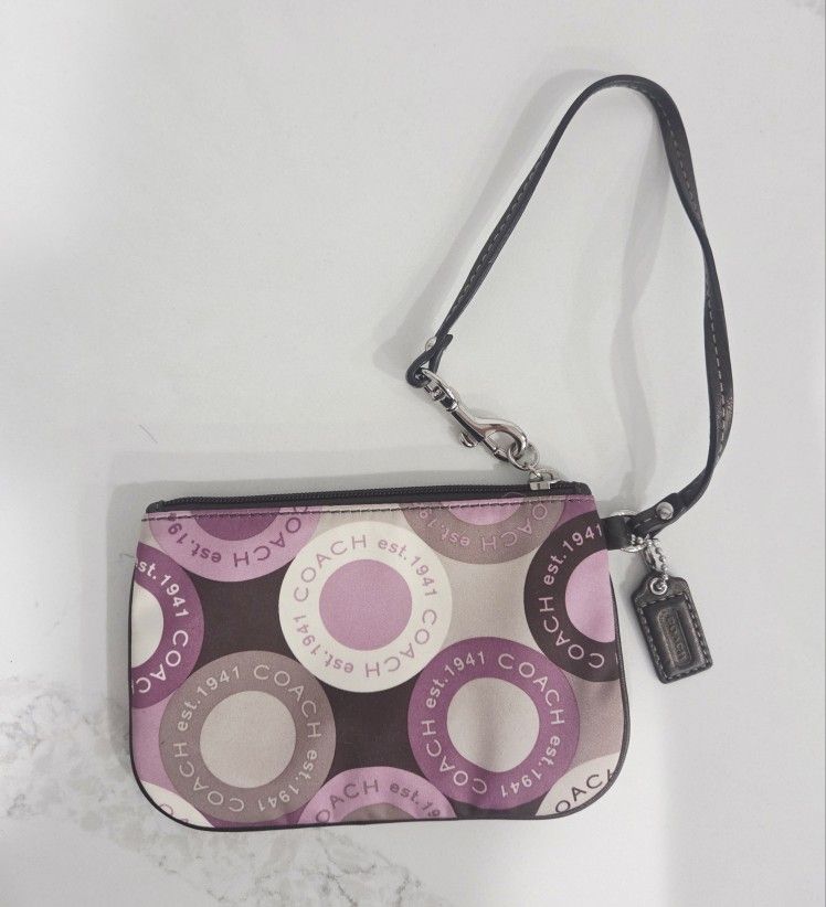 Coach Sateen Zippered Wallet Wristlet 4"×6"
